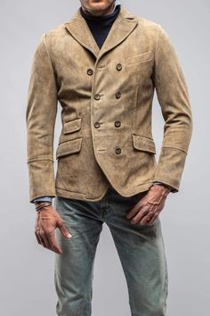 Ernesto Double Breasted Jacket - AXEL'S Fitted Blazer Jacket, Suede Blazer, Mens Blazer Jacket, Sports Coat, Rugged Style, Slim Fit Blazers, Double Breasted Jacket, Suede Jacket, Mens Outerwear