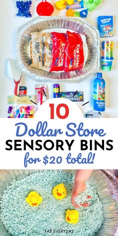 dollar store sensory bins for $ 20 each