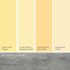 the color chart for yellow is shown with different shades and colors, including light gray