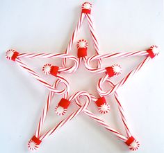 some candy canes are arranged in the shape of a star