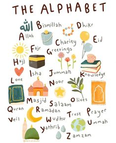 an illustrated poster with the names of different languages in arabic, english, and hebrew