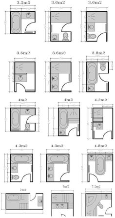 the floor plan for a bathroom with various areas and measurements to be used in it