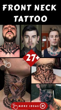 the front neck tattoo has many different tattoos on it and is also available for men