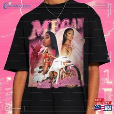 Megan Thee Stallion Rap Tee Vintage Shirt Band Hoodie Classic Check more at https://bestshirtformom.com/product/megan-thee-stallion-rap-tee-vintage-shirt-band-hoodie-classic/ Pop Culture Shirt With Sublimation Print For Streetwear, Rap Tee Design, Megan Thee Stallion Concert Outfit Ideas, Vintage Band Shirts, Tiktok Influencer, Thee Stallion, Band Hoodies, Megan Thee Stallion, 90s Shirts