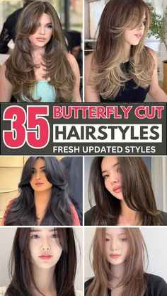 Discover 35 gorgeous butterfly haircut ideas that bring a fresh, airy look to your hair. This trendy style features layered, wispy ends that create movement and volume, perfect for adding a touch of whimsy and elegance. Suitable for all hair types, these butterfly haircuts offer versatile options for both short and long lengths. Click to see inspiring variations and transform your look with a captivating butterfly haircut that exudes effortless beauty! Simple Butterfly Haircut, Long Butterfly Haircut With Bangs, Butterfly Haircut Medium Hair 2024, Long Butterfly Haircut, Butterfly Haircut Long Hair, Butterfly Haircuts, Layered Curls