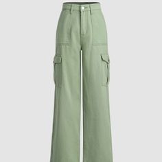 Green Women’s Cargo Pants, Multiple Useable Pockets, Size Large, Never Worn In Excellent Condition! Brown Denim Pants, Pants Png, Green Cargo Pants, Green Cargo, Jeans Cargo, Y2k Outfits, Green Pants, Cargo Jeans, Straight Leg Trousers