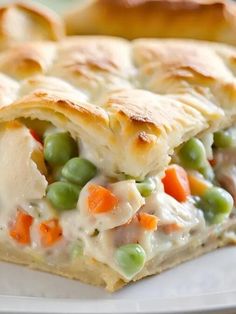 a piece of chicken pot pie on a plate