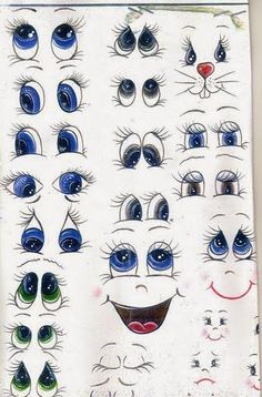 a drawing of many different eyes on a piece of paper