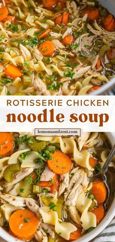 chicken noodle soup with carrots, celery and noodles