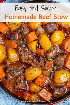 beef stew with carrots and potatoes in a pot