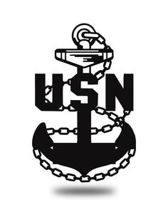 an anchor with chains and the word usn on it