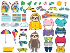 a bunch of stickers that are on top of a white surface with some animals