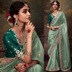 Crafted with care and attention to detail, this saree is perfect for those who appreciate fine craftsmanship and unique design. The light color exudes elegance and sophistication, making it a standout choice for any special occasion. Whether you're attending a wedding or celebrating a festival, this saree is sure to make you feel like a true queen. Make a statement with our attractive organza saree, designed to turn heads and leave a lasting impression.  --------------------------------- S A R E E ● D E T A I L S --------------------------------- ● Fall and Edging : Done ● Tassel : See in Option ● Petticoat : On request Extra Charges ● Drapping Saree (Ready to wear) : On Request Extra Charges ● Blouse : Matching Unstitched Piece (See in option) ● Occasion : Wedding, Party, Festive, Functio Pista Green Saree With Intricate Embroidery, Festive Pista Green Blouse Piece With Intricate Embroidery, Designer Wear Pista Green Saree With Intricate Embroidery, Pista Green Saree With Intricate Embroidery For Reception, Green Pre-draped Saree With Intricate Embroidery For Wedding, Designer Pista Green Saree With Intricate Embroidery, Pista Green Georgette Saree With Intricate Embroidery, Pista Green Traditional Wear With Intricate Embroidery For Diwali, Festive Pista Green Saree With Intricate Embroidery