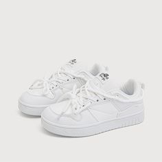 size: 38, Color: White White Low-top Chunky Sneakers For Running Errands, Cheap White-sole Sneakers For Streetwear, White Non-slip Sneakers For Streetwear, Comfortable White-sole Canvas Shoes For Streetwear, White Synthetic Kawaii Sneakers, Fashion Shoes Heels, Casual Sneakers Women, White Heels, Retro Women