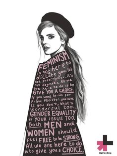 a drawing of a woman with long hair and words on the back of her shirt