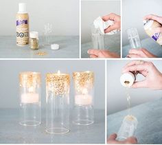 the process of making diy glitter candles