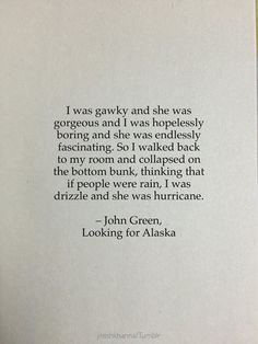 an open book with the words john green looking for alaska written in black on it