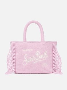 Colette blanket handbagFringes on the sidesDetachable shoulder strapLogo embroidered on the frontPink solid colorSoft and woolly fabricSizes: 30cm X 22cm X 12cm Micro Print, Pink Handbag, Key Bag, Pink Solid, Pink Handbags, Saint Barth, Shoe Print, Summer Hats, Luxury Accessories