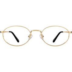 The Timo × Zenni Collection is a collaboration with designer Timo Weiland inspired by weekend escapes. Road Trip is an oval metal eyeglasses with timeless appeal. The medium-wide eyeglasses has a high-shine finish and is available in black or gold. Acetate temple tips and adjustable nose pads provide added comfort. | Zenni Oval Prescription Eyeglasses Gold Metal Gold Circle Glasses, Gold Oval Sunglasses With Gradient Lenses, Gold Wire Frame Glasses Women, Gold Aviator Eyeglasses, Gold Wire Rimmed Glasses, Vintage Glasses Frames, Metal Eyeglasses, Square Face, Oval Eyeglasses