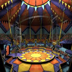 an artist's rendering of a circus stage