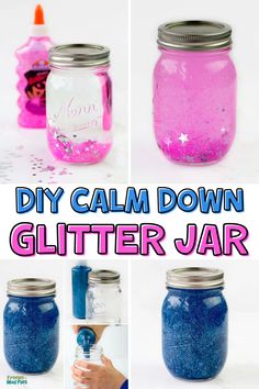 diy calm down glitter jar with text overlay that reads diy calm down glitter jar