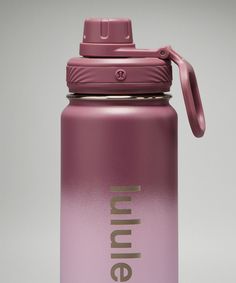 This insulated water bottle features a leak-proof lid and slip-free texture, so no matter how adventurous the adventure gets, your drink is safe. Designed for On the Move. Dimensions: 26.4cm x 7.7cm (10.4" x 3.0"):Volume: 24oz (710ml). Lid is easy to open and leak-proof. Double-wall design keeps bottle sweat-free. Vacuum insulation keeps drink ice cold. No-flavour transfer keeps contents tasting fresh. Powder coated for sure grip, even when hands are sweaty. Color Violet, Free Textures, Sport Bottle, Back To Life, Insulated Water Bottle, No Matter How, Leak Proof, Work Out, Powder Coated