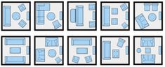 a series of blueprints showing different types of couches and chairs in various positions