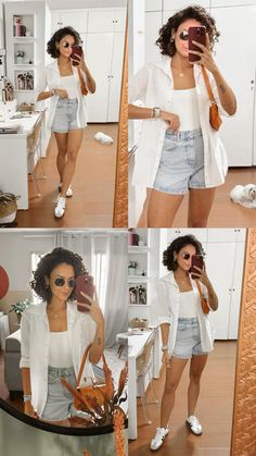 Camisa E Short, Look Camisa Branca E Short Jeans, Look Short E Tenis, Jean Short Outfits Summer Casual, Summer Outfits 2024 Short Women, Look Shorts Jeans, Look Com Shorts Jeans, Look Short Jeans Dia, Short Jeans Outfit Summer