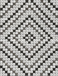 a black and white checkerboard pattern with squares in the center, as well as dots