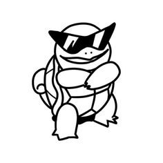 a black and white drawing of a turtle wearing a hat with sunglasses on it's head