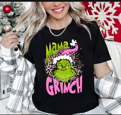 Diy Grinch Shirt, Black Leo, Tee Shirt Outfit, Grinch Shirts, Red Tee, Denim And Lace, Grinch Christmas, Pink Tee, Pink Tshirt