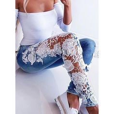 Fabric:Denim; Gender:Women's; Style:Casual; Elasticity:Micro-elastic; Occasion:Street,Daily Wear; Function:Comfortable,Breathability; Pattern:Patchwork; Design:Patchwork,Hole; Pants Type:Jeans,Pants Trousers; Listing Date:02/08/2023; Production mode:External procurement; Hips:; Length:; Waist:; Fit US Size:null; Fit UK Size:null; Fit EU Size:null; Pants Length:Full Length Casual Lace Bottoms For Spring, Spring Lace Bottoms With Floral Print, Spring Floral Print Lace Bottoms, Jeans Online Store, Lace Jeans, Flower Jeans, Floral Crochet, Denim And Lace, Women Denim Jeans