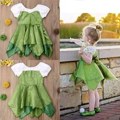 A Tinkerbell-inspired outfit for your toddler! This toddler fairy dress creates a magical festive dress for your belle that she is sure to wear all year through. This fairy dress is simple yet so cute to wear with your kids! With overlay skirt finish for constant movement and elegance! Best dress for a birthday party and a birthday gift option. Pattern Type: Patchwork Material Composition: Cotton Green Princess Style Holiday Dress, Green Princess Holiday Dress, Princess Style Green Holiday Dress, Green Princess Dress For Dress-up, Green Princess Short Sleeve Dress, Green Princess Style Short Sleeve Dress, Green Fairy Dress For Dress-up, Fairy Princess Dress With Ruffles, Princess Style Twirl Dress For Dress-up