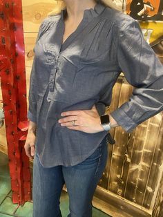 Keiley Top-Fashion Top-Branded Envy Simple Top, Chambray, Top Brands, Work Wear, Long Sleeve Blouse, Dress Up, Pants, Women's Top, How To Wear