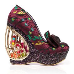 Irregular Choice Concept Wedge Size Eu41 Which Fits A Size 10. New With Box And Never Worn. This Is A Rare Limited Edition Shoe. Ornate Agador Limited Edition Birdcage Heel Shoes By Irregular Choice. The Latest Limited Edition Style, Only Available In Very Limited Quantities, These Fabulous Shoes Are Sure To Be A Collectors Item. Featuring What Might Be Irregular Choice's Most Stunning Heel Design Yet, Ornate Agador Has A Gold Plated Birdcage, Complete With A Bird On A Perch Set On A Black Glitt Christmas Heels, Bird Shoes, Irregular Choice Shoes, Heels Collection, Ugly Shoes, Funky Shoes, Irregular Choice, Unique Shoes, Fabulous Shoes