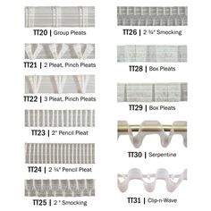 the different types of window blinds are shown in this diagram, with measurements for each type