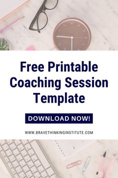 the free printable coaching session template is on top of a desk with office supplies