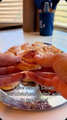 a person holding a plate with food on it and the words love meme citato sandwich i can't wait to try there