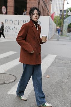 Pre-order status: Ships out in 2-3 weeks. Corduroy blazer jacket in an oversized boxy fit for a rustic vintage look. Double breasted button up closure with side pockets and notched lapels. Lined. XS: 16" across shoulders, 43" chest, 28.5" lengthS: 17" across shoulders, 44.5" chest, 29" lengthM: 18" across shoulders, 46" chest, 29.5" lengthL: 19" across shoulders, 47.5" chest, 30" length Double Breasted Jacket Outfit, Fall Corduroy Blazer With Pockets, Long Sleeve Corduroy Blazer For Fall, Corduroy Long Sleeve Blazer For Fall, Winter Corduroy Blazer With Lapel Collar, Casual Corduroy Button-up Blazer, Casual Corduroy Blazer For Fall, Casual Brown Double-breasted Blazer, Fall Corduroy Blazer With Button Closure