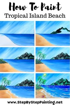 how to paint tropical island beach with step by step instructions