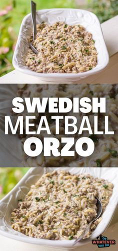 swedish meatball orzo is an appetizer that's ready to be eaten