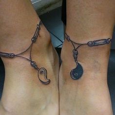 Tattoo Ankle Bracelet, Cute Best Friend Tattoos, 21 Tattoo, Bracelet Tattoos, Bestie Tattoos, Matching Friend Tattoos, Tattoo Ankle