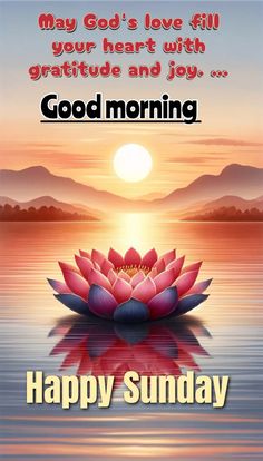 a card saying good morning with a lotus on the water