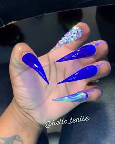 Classy Nail Art Ideas, Exotic Nails, Blue Nail, Coffin Nails Long, Nail Swag, Glam Nails, Acrylic Nails Coffin, Luxury Nails