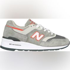 Style # : M997cht Classic Orange Sneakers With Rubber Sole, Casual Orange New Balance Sneakers, Classic Low-top Orange Sneakers, Classic Orange Low-top Sneakers, New Balance Sneakers Mens, New Balance Grey, New Balance 501, Green New Balance, New Balance Gray