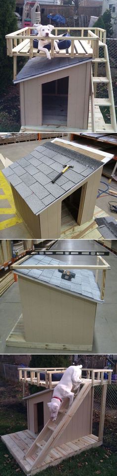 two pictures showing the different stages of building a house from top to bottom and bottom