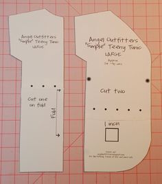 two pieces of paper cut out to look like they are being used as sewing patterns