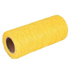 a roll of yellow yarn on a white background