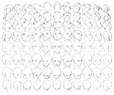 a bunch of different faces drawn in black and white with one person's head facing the