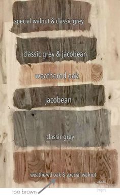 the different shades of wood that are used to paint